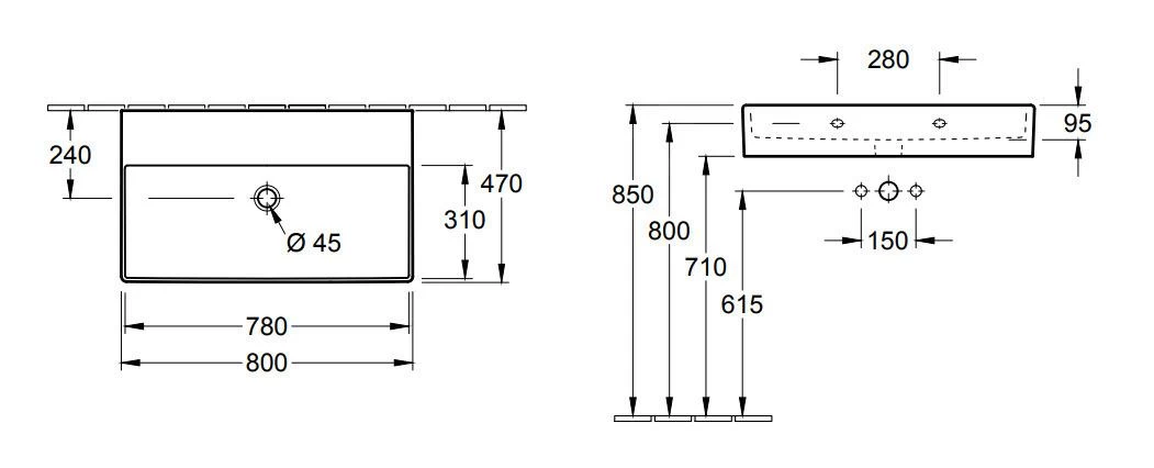 Villeroy & Boch Memento 2.0 - Wastafel 800x470 Mm, Zonder Overloop, Zonder Kraangat, Alpine Wit 4A228301 4 Villeroy & Boch Memento 2.0 - Wastafel 800x470 Mm, Zonder Overloop, Zonder Kraangat, Alpine Wit 4A228301 - Afbeelding 2