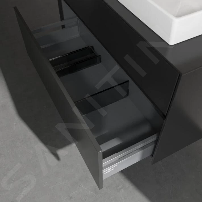 Villeroy & Boch Collaro - Wastafelkast, 1000x548x500 Mm, 2 Laden, Mat Zwart C02000PD 7 Villeroy & Boch Collaro - Wastafelkast, 1000x548x500 Mm, 2 Laden, Mat Zwart C02000PD - Afbeelding 5
