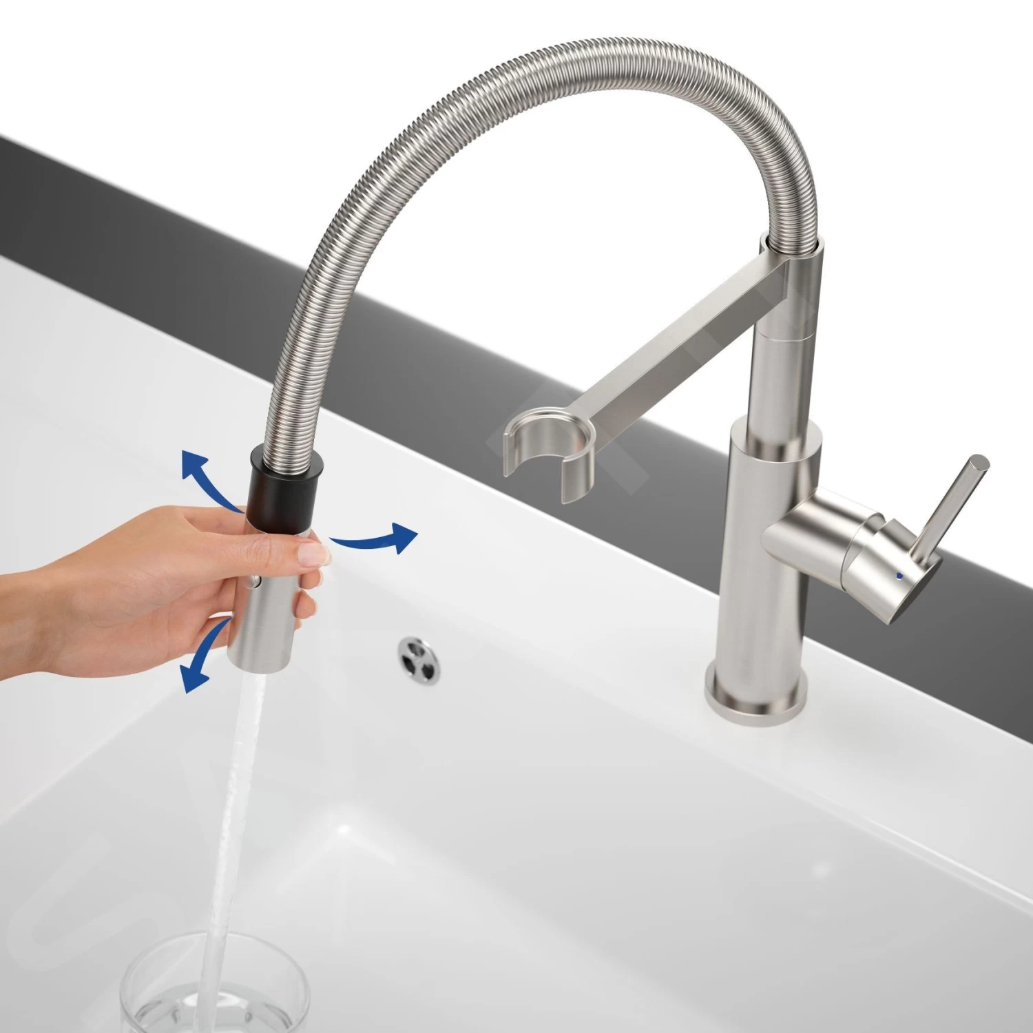 Villeroy & Boch Steel Expert 2.0 - Keukenkraan Met Flexibele Uitloop En Uittrekbare Sproeikop, Antraciet 92800005 6 Villeroy & Boch Steel Expert 2.0 - Keukenkraan Met Flexibele Uitloop En Uittrekbare Sproeikop, Antraciet 92800005 - Afbeelding 4