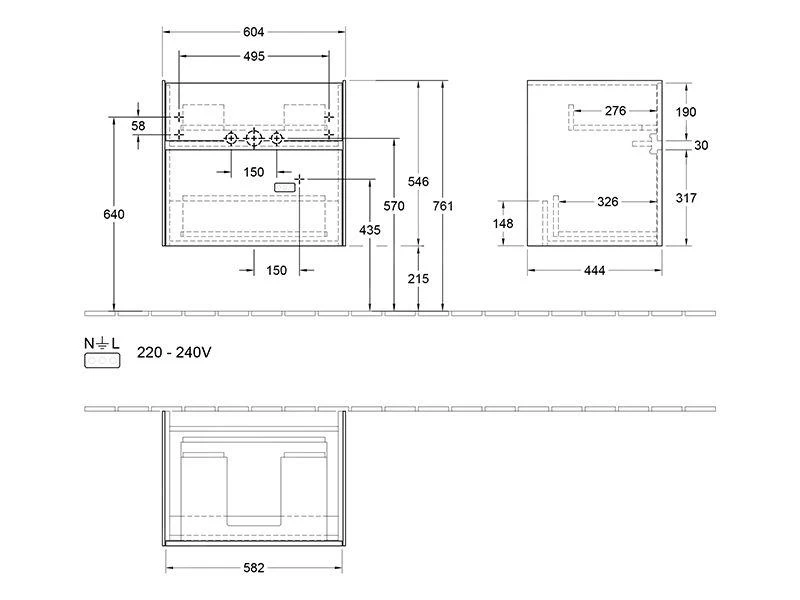 Villeroy & Boch Collaro - Wastafelkast, 604x546x444 Mm, 2 Laden, Mat Zwart C00900PD 4 Villeroy & Boch Collaro - Wastafelkast, 604x546x444 Mm, 2 Laden, Mat Zwart C00900PD - Afbeelding 2