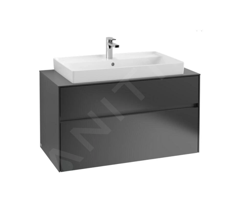 Villeroy & Boch Collaro - Wastafelkast, 1000x548x500 Mm, 2 Laden, Mat Zwart C02000PD 3 Villeroy & Boch Collaro - Wastafelkast, 1000x548x500 Mm, 2 Laden, Mat Zwart C02000PD