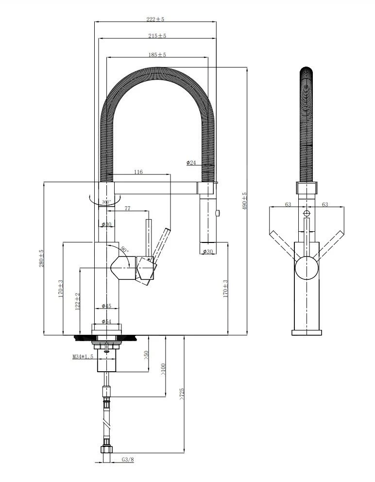 Villeroy & Boch Steel Expert 2.0 - Keukenkraan Met Flexibele Uitloop En Uittrekbare Sproeikop, Antraciet 92800005 4 Villeroy & Boch Steel Expert 2.0 - Keukenkraan Met Flexibele Uitloop En Uittrekbare Sproeikop, Antraciet 92800005 - Afbeelding 2