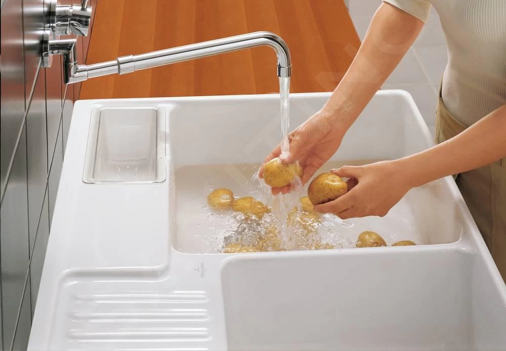 Villeroy & Boch Spoelbakken - Keramische Spoelbak 90x63 Cm, CeramicPlus, Snow White 632391KG 5 Villeroy & Boch Spoelbakken - Keramische Spoelbak 90x63 Cm, CeramicPlus, Snow White 632391KG - Afbeelding 3