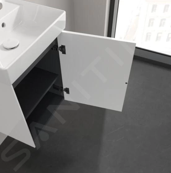 Villeroy & Boch Collaro - Wastafelonderkast, 410x546x344 Mm, 1 Deur, Scharnieren Rechts, Glossy White C00501DH 5 Villeroy & Boch Collaro - Wastafelonderkast, 410x546x344 Mm, 1 Deur, Scharnieren Rechts, Glossy White C00501DH - Afbeelding 3