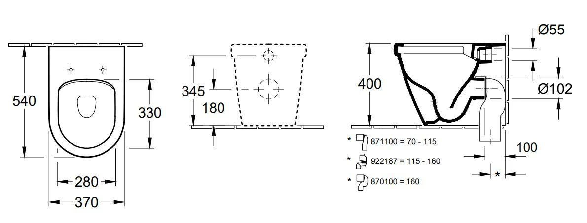 Villeroy & Boch O.novo - Compact Staande Toiletpot, Afvoer Achteraan, DirectFlush, CeramicPlus, Alpine Wit 5689R0R1 4 Villeroy & Boch O.novo - Compact Staande Toiletpot, Afvoer Achteraan, DirectFlush, CeramicPlus, Alpine Wit 5689R0R1 - Afbeelding 2