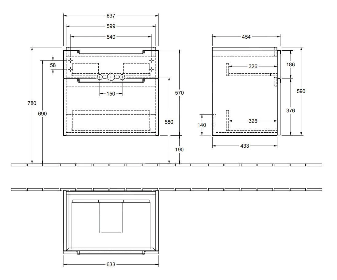 Villeroy & Boch Subway 2.0 - Wastafelkast, 637x590x454 Mm, 2 Laden, Glosy White A91010DH 4 Villeroy & Boch Subway 2.0 - Wastafelkast, 637x590x454 Mm, 2 Laden, Glosy White A91010DH - Afbeelding 2