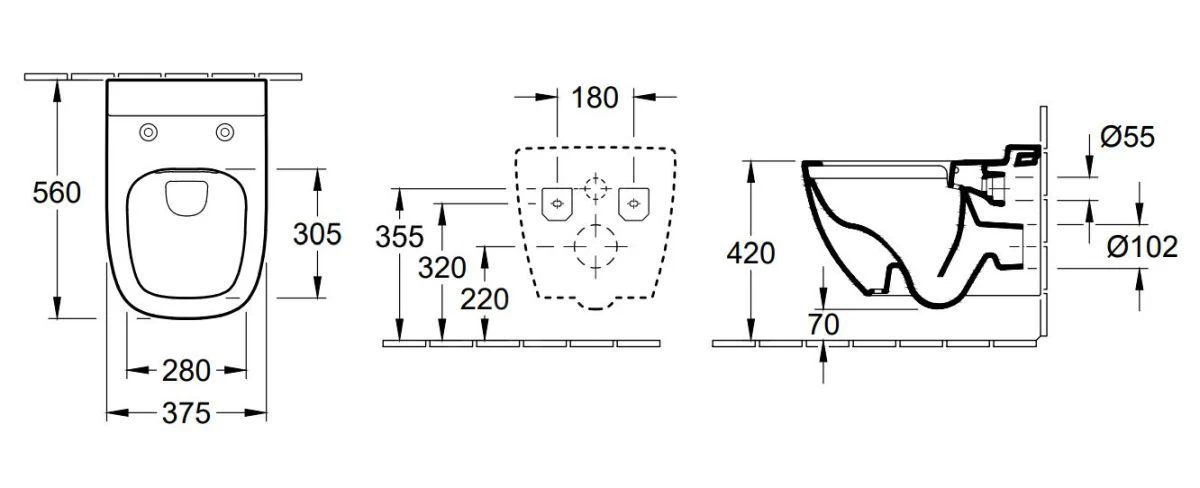 Villeroy & Boch Antheus - Wandcloset, DirectFlush, CeramicPlus, Alpine Wit 4608R0R1 4 Villeroy & Boch Antheus - Wandcloset, DirectFlush, CeramicPlus, Alpine Wit 4608R0R1 - Afbeelding 2