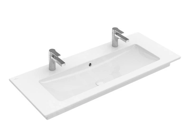 Villeroy & Boch Venticello - Meubelwastafel 1200x500 Mm, Met Overloop, 2 Kraangaten, CeramicPlus, Alpine Wit 4104CKR1 3 Villeroy & Boch Venticello - Meubelwastafel 1200x500 Mm, Met Overloop, 2 Kraangaten, CeramicPlus, Alpine Wit 4104CKR1
