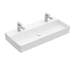 Villeroy & Boch Memento 2.0 - Dubbele Wastafel 1000x470 Mm, Zonder Overloop, 2 Kraangaten, Alpine Wit 4A22A101