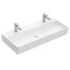Villeroy & Boch Memento 2.0 - Dubbele Wastafel 1000x470 Mm, Zonder Overloop, 2 Kraangaten, CeramicPlus, Alpine Wit 4A22A1R1