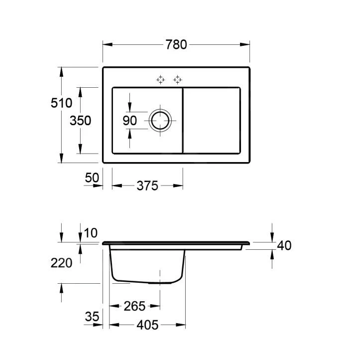 Villeroy & Boch Subway 45 - Keramische Spoelbak 78x51 Cm, CeramicPlus, Stone White 677201RW 4 Villeroy & Boch Subway 45 - Keramische Spoelbak 78x51 Cm, CeramicPlus, Stone White 677201RW - Afbeelding 2