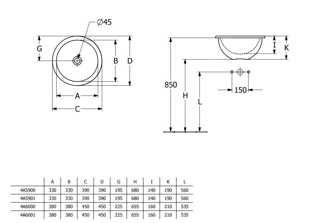 Villeroy & Boch Loop&Friends - Onderbouw Wastafel, Diameter 450 Mm, Zonder Overloop, Alpine Wit 4A600101 4 Villeroy & Boch Loop&Friends - Onderbouw Wastafel, Diameter 450 Mm, Zonder Overloop, Alpine Wit 4A600101 - Afbeelding 2