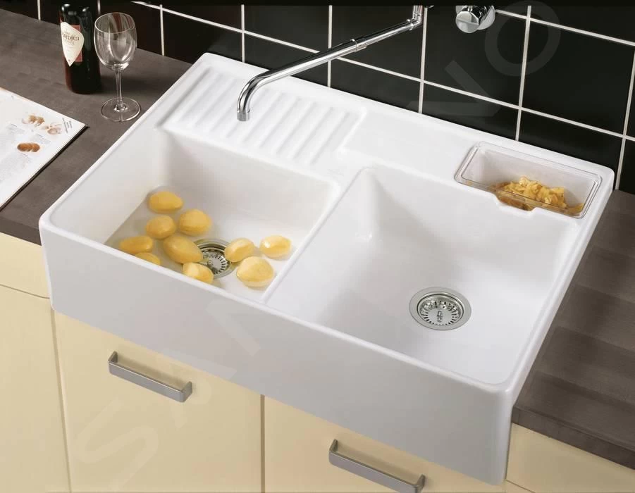 Villeroy & Boch Spoelbakken - Keramische Spoelbak 90x63 Cm, CeramicPlus, Snow White 632391KG 6 Villeroy & Boch Spoelbakken - Keramische Spoelbak 90x63 Cm, CeramicPlus, Snow White 632391KG - Afbeelding 4