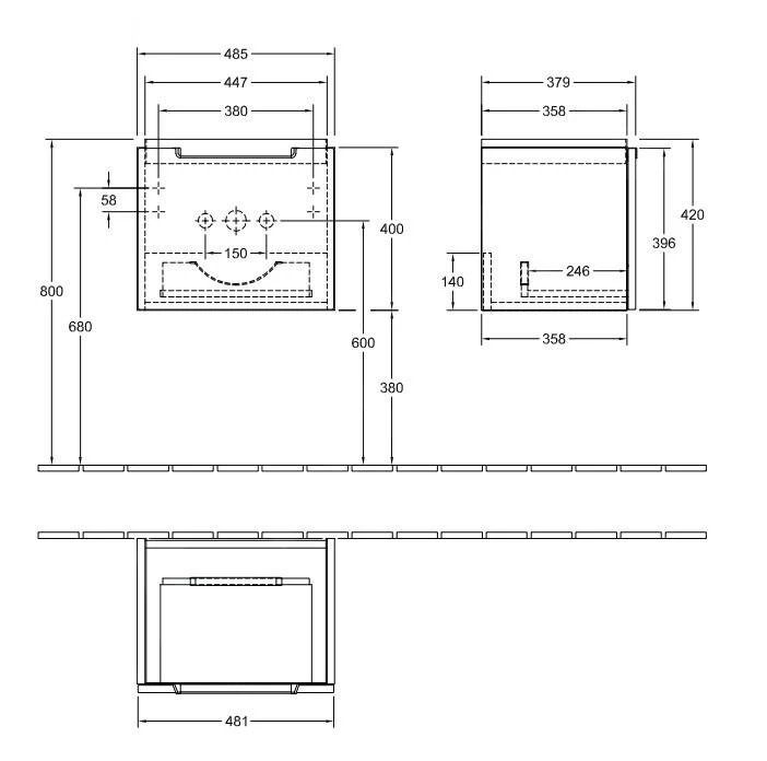 Villeroy & Boch Subway 2.0 - Wastafelkast, 485x420x379 Mm, 1 La, Mat Wit A68500MS 4 Villeroy & Boch Subway 2.0 - Wastafelkast, 485x420x379 Mm, 1 La, Mat Wit A68500MS - Afbeelding 2