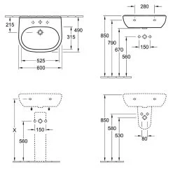Villeroy & Boch O.novo - Wastafel 600x490 Mm, Zonder Overloop, Met Kraangat, Alpine Wit 51606101 -Modern Badkamer Verkoop 5315707da3a83afaae3f7fea 1
