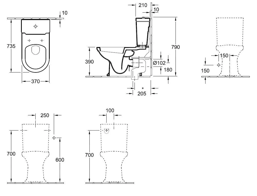 Villeroy & Boch Hommage - Duobloktoilet, 370x725 Mm, CeramicPlus, Wit 666210R1 3 Villeroy & Boch Hommage - Duobloktoilet, 370x725 Mm, CeramicPlus, Wit 666210R1 - Afbeelding 2