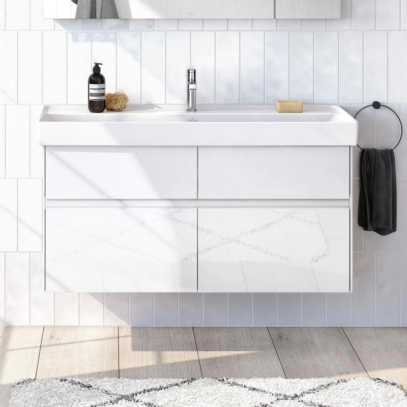 Villeroy & Boch Collaro - Wastafelonderkast, 1154x546x444 Mm, 4 Laden, Glossy White C01200DH 7 Villeroy & Boch Collaro - Wastafelonderkast, 1154x546x444 Mm, 4 Laden, Glossy White C01200DH - Afbeelding 5