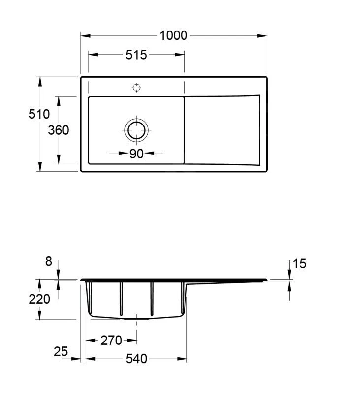 Villeroy & Boch Subway Style 60 - Keramische Spoelbak 100x51 Cm, CeramicPlus, Alpine Wit 336201R1 4 Villeroy & Boch Subway Style 60 - Keramische Spoelbak 100x51 Cm, CeramicPlus, Alpine Wit 336201R1 - Afbeelding 2