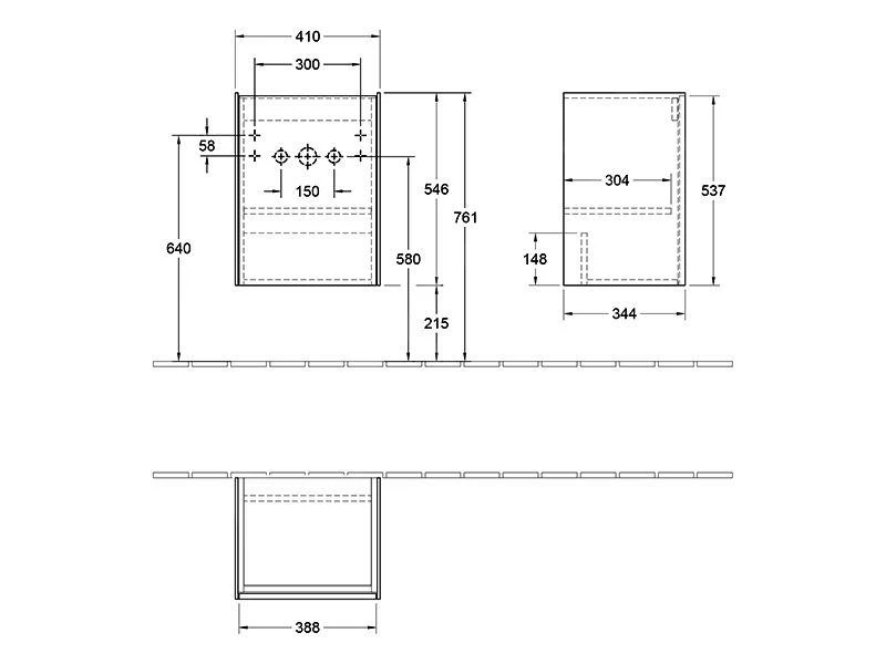 Villeroy & Boch Collaro - Wastafelkast, 410x546x344 Mm, 1 Deur, Scharnieren Links, Mat Zwart C00500PD 4 Villeroy & Boch Collaro - Wastafelkast, 410x546x344 Mm, 1 Deur, Scharnieren Links, Mat Zwart C00500PD - Afbeelding 2