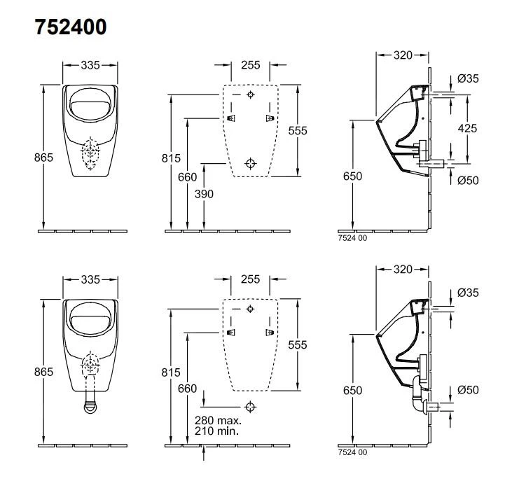 Villeroy & Boch O.novo - Afzuigurinoir, 335x560x320 Mm, Alpine Wit 75240001 4 Villeroy & Boch O.novo - Afzuigurinoir, 335x560x320 Mm, Alpine Wit 75240001 - Afbeelding 2