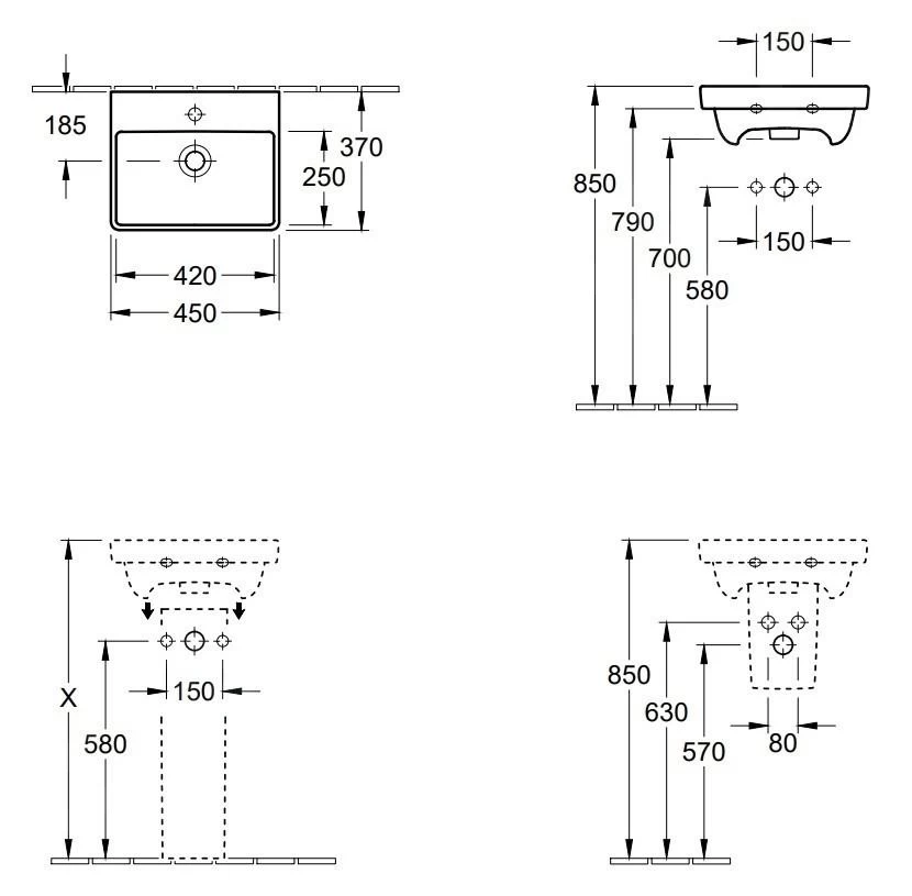 Villeroy & Boch Avento - Fontein 450x370 Mm, Met Overloop, 1 Kraangat, CeramicPlus, Alpine Wit 735845R1 4 Villeroy & Boch Avento - Fontein 450x370 Mm, Met Overloop, 1 Kraangat, CeramicPlus, Alpine Wit 735845R1 - Afbeelding 2