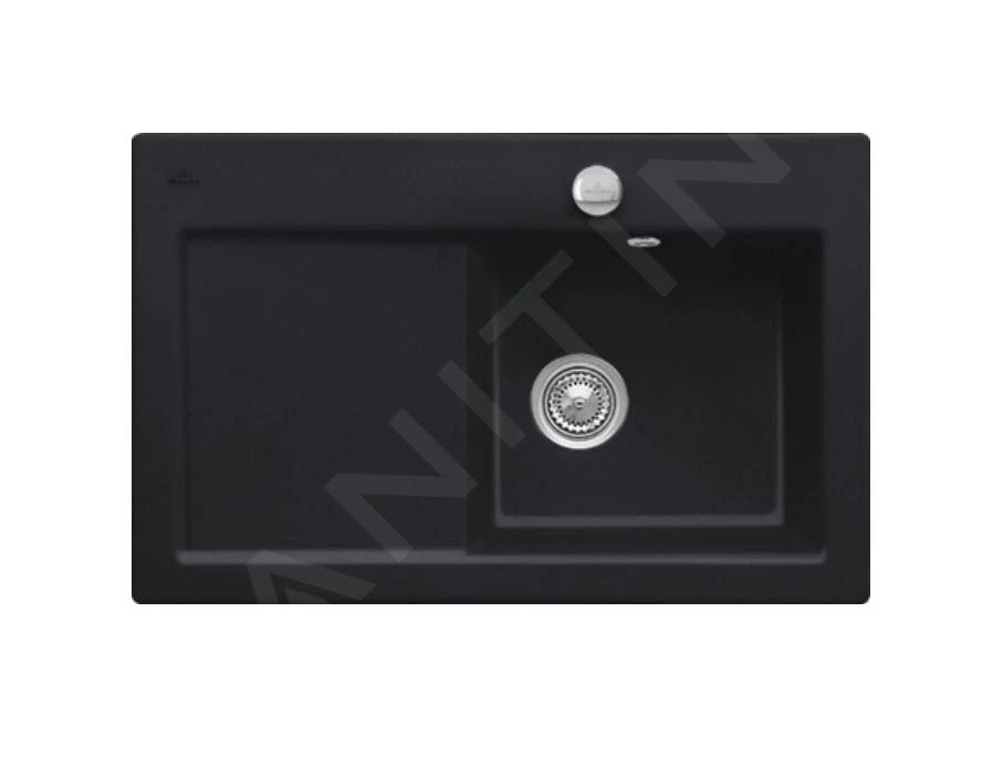 Villeroy & Boch Subway - Keramische Spoelbak 780x510 Mm Incl. Afvoergarnituur, CeramicPlus, Ebony 671402S5 3 Villeroy & Boch Subway - Keramische Spoelbak 780x510 Mm Incl. Afvoergarnituur, CeramicPlus, Ebony 671402S5