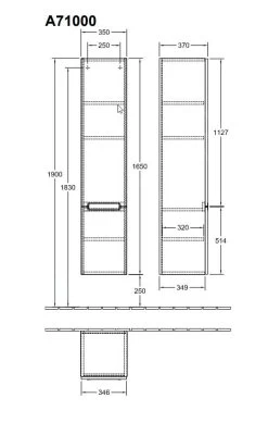 Villeroy & Boch Subway 2.0 - Hoge Badkamerkast, 1650x370x350 Mm, Scharnieren Rechts, Glossy White A71000DH -Modern Badkamer Verkoop 75044cff7f6dc40936e73b7c 3