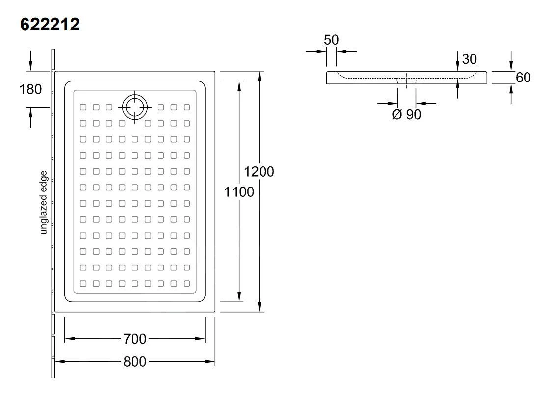 Villeroy & Boch O.novo - Douchebak, 800x1200 Mm, Alpine Wit 62221201 3 Villeroy & Boch O.novo - Douchebak, 800x1200 Mm, Alpine Wit 62221201 - Afbeelding 2