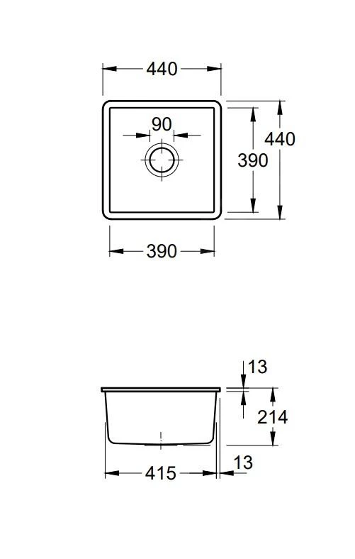 Villeroy & Boch Subway 50 - Keramische Spoelbak 44x44 Cm, CeramicPlus, Alpine Wit 332501R1 4 Villeroy & Boch Subway 50 - Keramische Spoelbak 44x44 Cm, CeramicPlus, Alpine Wit 332501R1 - Afbeelding 2