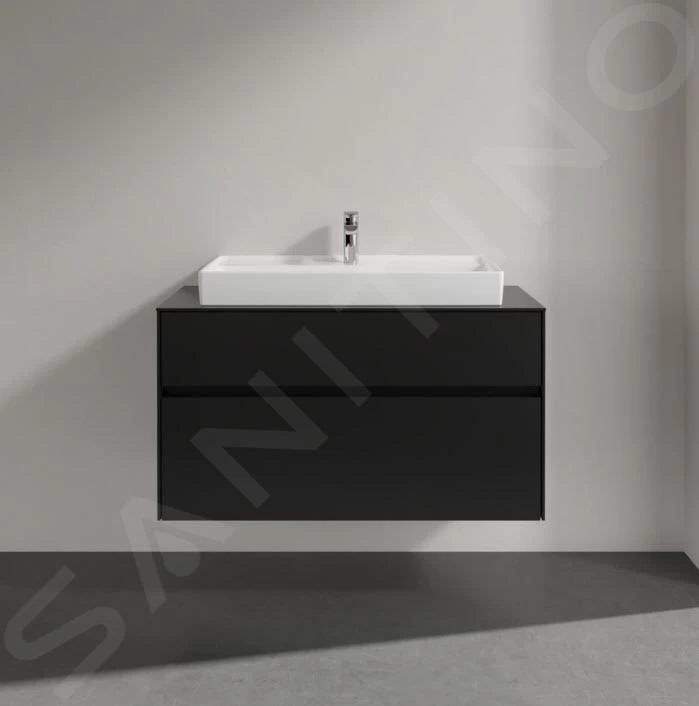 Villeroy & Boch Collaro - Wastafelkast, 1000x548x500 Mm, 2 Laden, Mat Zwart C02000PD 10 Villeroy & Boch Collaro - Wastafelkast, 1000x548x500 Mm, 2 Laden, Mat Zwart C02000PD - Afbeelding 8
