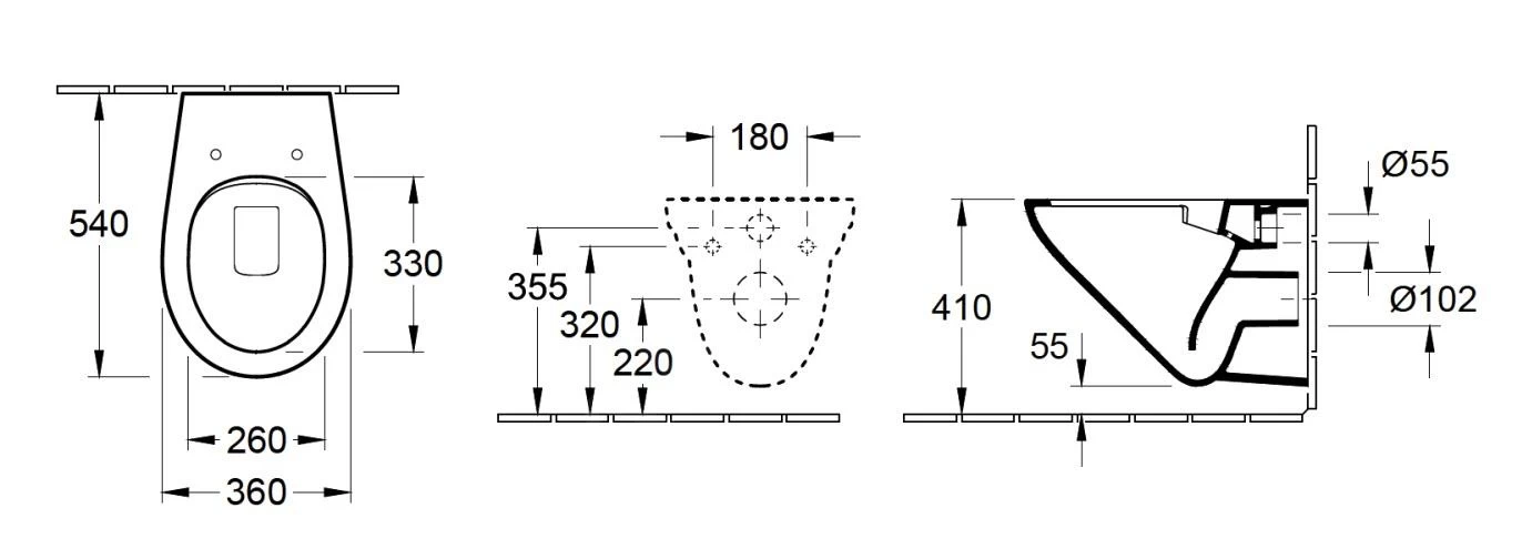 Villeroy & Boch O.novo - Hangend Toilet Met Wc-bril SoftClosing, DirectFlush, Alpine Wit 7682HR01 4 Villeroy & Boch O.novo - Hangend Toilet Met Wc-bril SoftClosing, DirectFlush, Alpine Wit 7682HR01 - Afbeelding 2