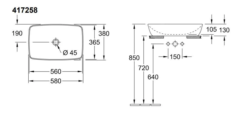 Villeroy & Boch Artis - Waskom Op Blad, 580x380 Mm, CeramicPlus, Stone White 417258RW 4 Villeroy & Boch Artis - Waskom Op Blad, 580x380 Mm, CeramicPlus, Stone White 417258RW - Afbeelding 2