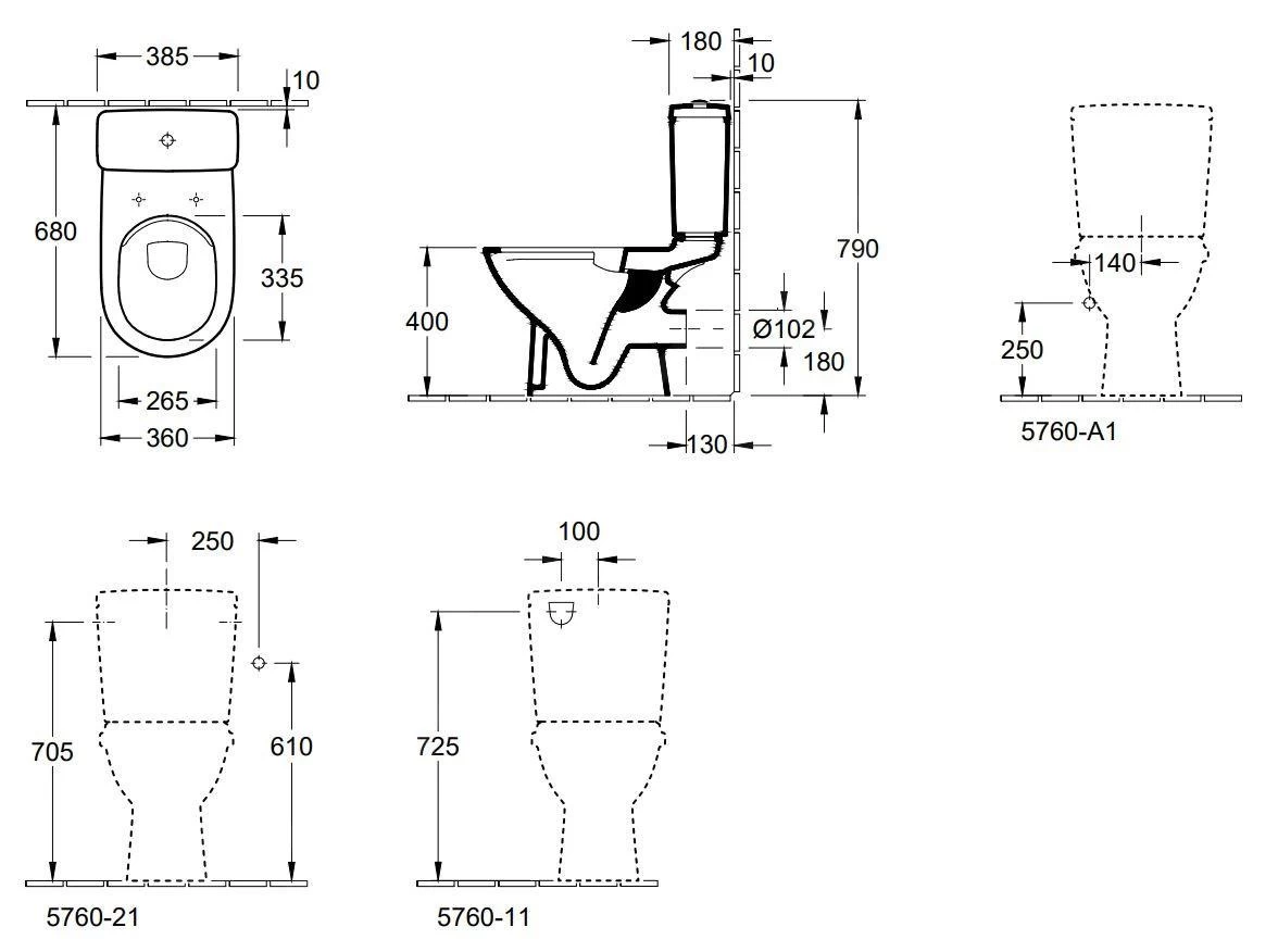Villeroy & Boch O.novo - Staande Toiletpot, Afvoer Achteraan, DirectFlush, Alpine Wit 5661R001 4 Villeroy & Boch O.novo - Staande Toiletpot, Afvoer Achteraan, DirectFlush, Alpine Wit 5661R001 - Afbeelding 2