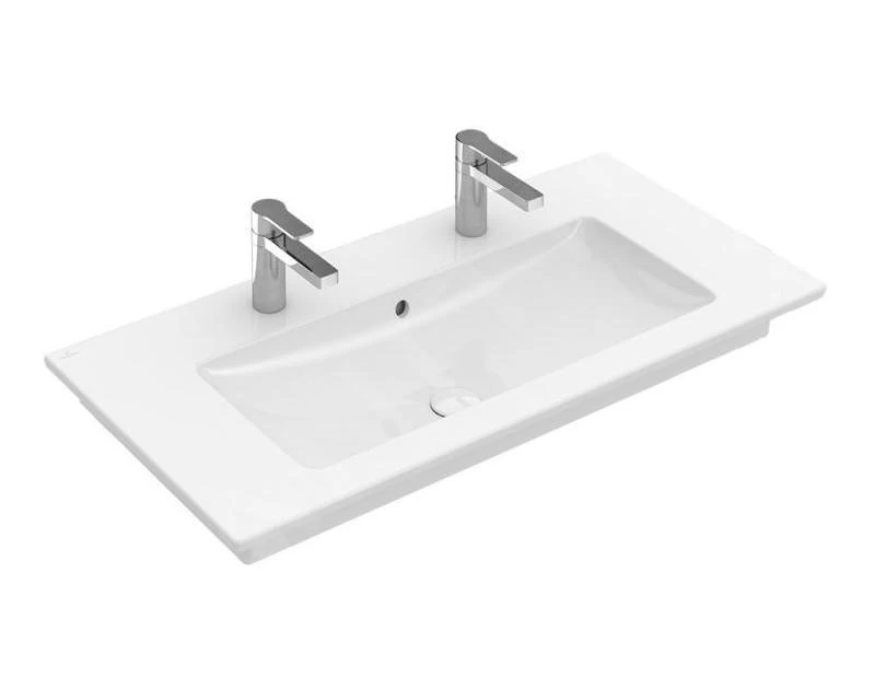 Villeroy & Boch Venticello - Meubelwastafel 1000x500 Mm, Met Overloop, 2 Kraangaten, Alpine Wit 4104AK01 3 Villeroy & Boch Venticello - Meubelwastafel 1000x500 Mm, Met Overloop, 2 Kraangaten, Alpine Wit 4104AK01