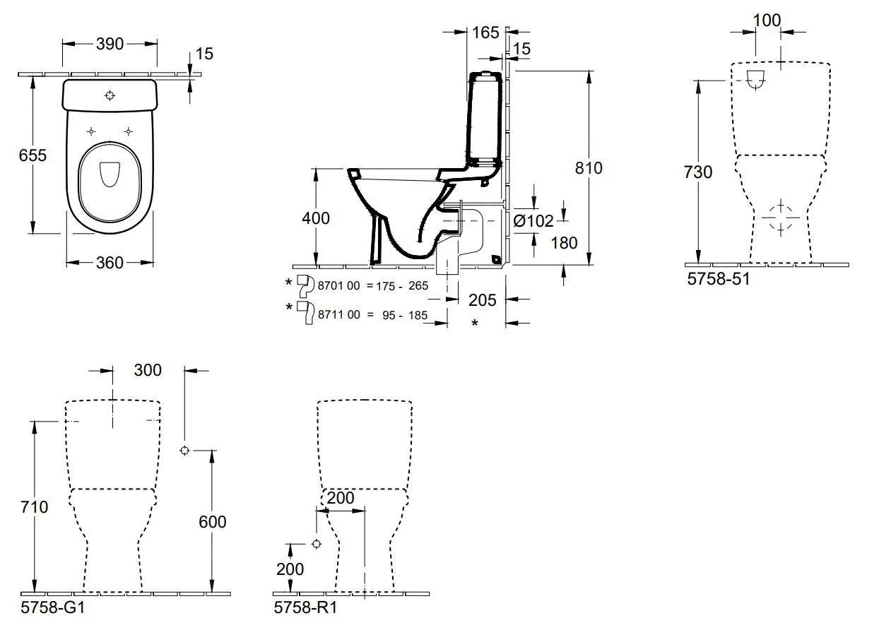 Villeroy & Boch O.novo - Staande Toiletpot, Vario Afvoer, CeramicPlus, Alpine Wit 565810R1 4 Villeroy & Boch O.novo - Staande Toiletpot, Vario Afvoer, CeramicPlus, Alpine Wit 565810R1 - Afbeelding 2
