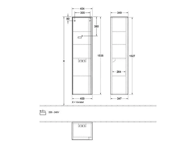 Villeroy & Boch Collaro - Hoge Spiegelkast, 404x1538x349 Mm, 1 Deur, Scharnieren Links, Mat Zwart C035F0PD 4 Villeroy & Boch Collaro - Hoge Spiegelkast, 404x1538x349 Mm, 1 Deur, Scharnieren Links, Mat Zwart C035F0PD - Afbeelding 2