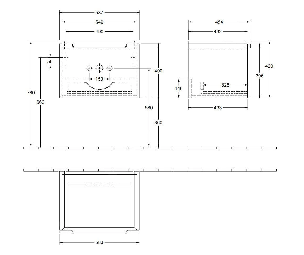 Villeroy & Boch Subway 2.0 - Wastafelkast, 587x420x454 Mm, 1 La, Glosy White A68710DH 4 Villeroy & Boch Subway 2.0 - Wastafelkast, 587x420x454 Mm, 1 La, Glosy White A68710DH - Afbeelding 2
