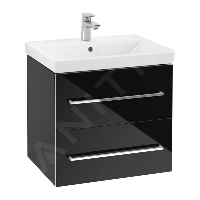 Villeroy & Boch Avento - Wastafelkast, 580x514x452 Mm, 2 Laden, Crystal Black A88900B3 3 Villeroy & Boch Avento - Wastafelkast, 580x514x452 Mm, 2 Laden, Crystal Black A88900B3