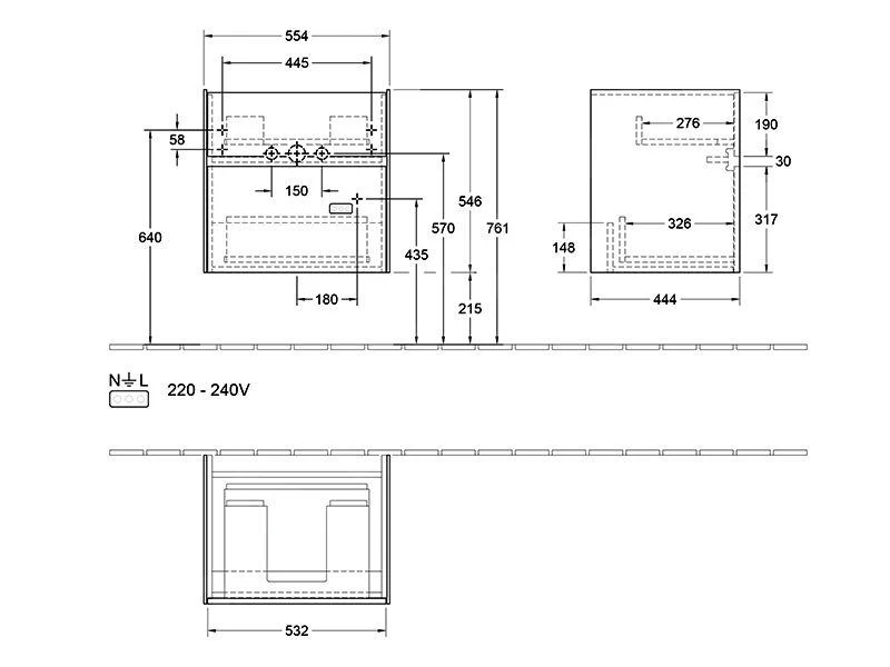 Villeroy & Boch Collaro - Wastafelonderkast, 554x546x444 Mm, 2 Laden, Glossy White C00800DH 4 Villeroy & Boch Collaro - Wastafelonderkast, 554x546x444 Mm, 2 Laden, Glossy White C00800DH - Afbeelding 2