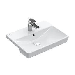 Villeroy & Boch Avento - Semi-inbouw Wastafel 550x440 Mm, Met Overloop, Met Kraangat, Alpine Wit 4A065501