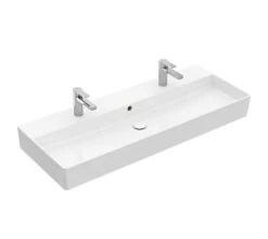 Villeroy & Boch Memento 2.0 - Dubbele Wastafel 1200x470 Mm, Met Overloop, 2 Kraangaten, CeramicPlus, Alpine Wit 4A22C4R1