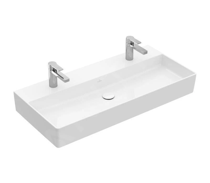 Villeroy & Boch Memento 2.0 - Dubbele Meubelwastafel 1000x470 Mm, Zonder Overloop, 2 Kraangaten, CeramicPlus, Alpine Wit 4A221KR1 3 Villeroy & Boch Memento 2.0 - Dubbele Meubelwastafel 1000x470 Mm, Zonder Overloop, 2 Kraangaten, CeramicPlus, Alpine Wit 4A221KR1