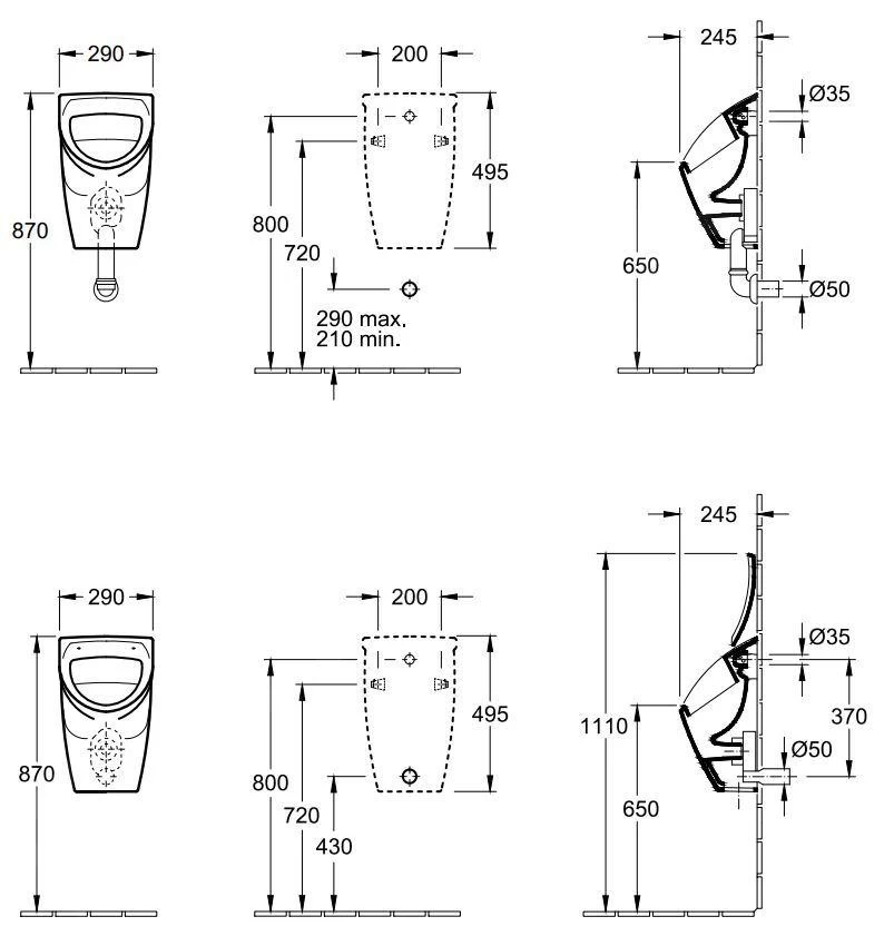 Villeroy & Boch O.novo - Compact Urinoir Voor Deksel, Achterzijde, Alpine Wit 75570101 4 Villeroy & Boch O.novo - Compact Urinoir Voor Deksel, Achterzijde, Alpine Wit 75570101 - Afbeelding 2