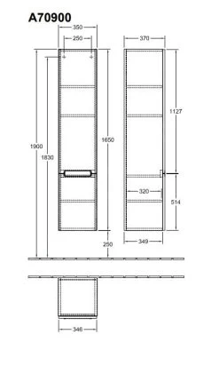 Villeroy & Boch Subway 2.0 - Hoge Badkamerkast, 1650x370x350 Mm, Scharnieren Links, Glossy White A70900DH -Modern Badkamer Verkoop bd53891412831ab546d76e43 3