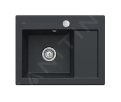 Villeroy & Boch Subway 45 - Keramische Spoelbak 65x51 Cm, Excentrische Bediening, CeramicPlus, Ebony 331202S5