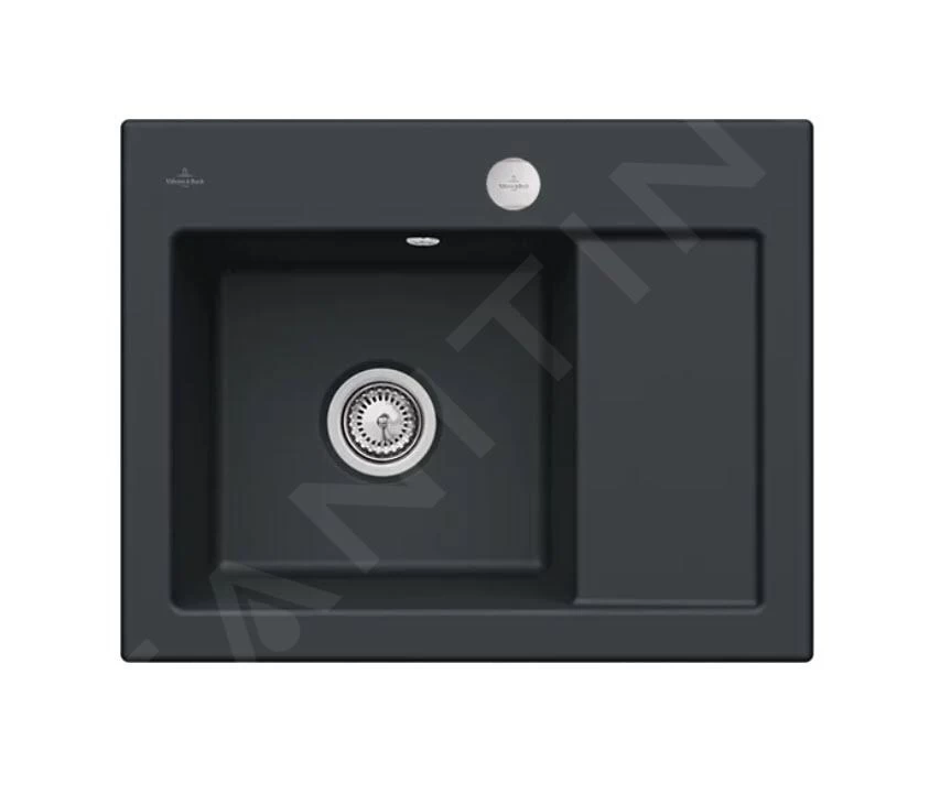 Villeroy & Boch Subway 45 - Keramische Spoelbak 65x51 Cm, Excentrische Bediening, CeramicPlus, Ebony 331202S5 3 Villeroy & Boch Subway 45 - Keramische Spoelbak 65x51 Cm, Excentrische Bediening, CeramicPlus, Ebony 331202S5