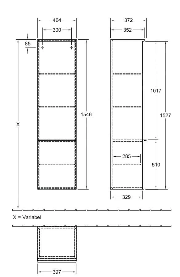 Villeroy & Boch Venticello - Hoge Badkamerkast, 404x1546x372 Mm, Scharnieren Rechts, Glossy White A95111DH 4 Villeroy & Boch Venticello - Hoge Badkamerkast, 404x1546x372 Mm, Scharnieren Rechts, Glossy White A95111DH - Afbeelding 2