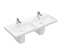 Villeroy & Boch Avento - Dubbele Meubelwastafel 1200x470 Mm, Met Overloop, 2 Kraangaten, Alpine Wit 4A23CK01