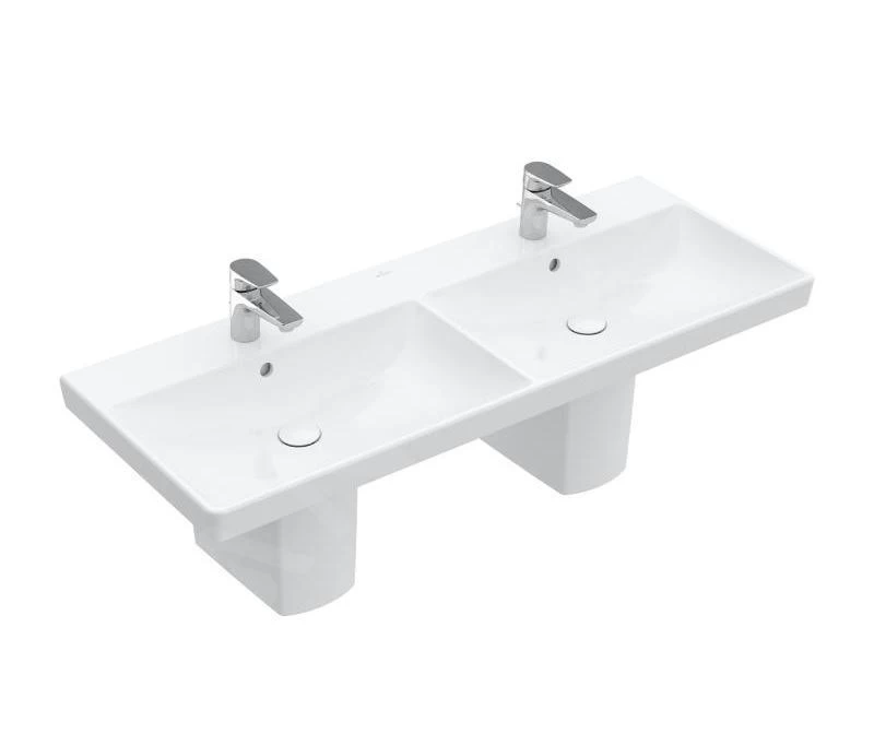 Villeroy & Boch Avento - Dubbele Meubelwastafel 1200x470 Mm, Met Overloop, 2 Kraangaten, Alpine Wit 4A23CK01 3 Villeroy & Boch Avento - Dubbele Meubelwastafel 1200x470 Mm, Met Overloop, 2 Kraangaten, Alpine Wit 4A23CK01