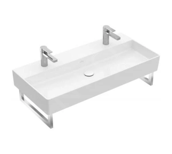Villeroy & Boch Memento 2.0 - Dubbele Wastafel 1000x470 Mm, Zonder Overloop, 2 Kraangaten, Alpine Wit 4A22A101 6 Villeroy & Boch Memento 2.0 - Dubbele Wastafel 1000x470 Mm, Zonder Overloop, 2 Kraangaten, Alpine Wit 4A22A101 - Afbeelding 4